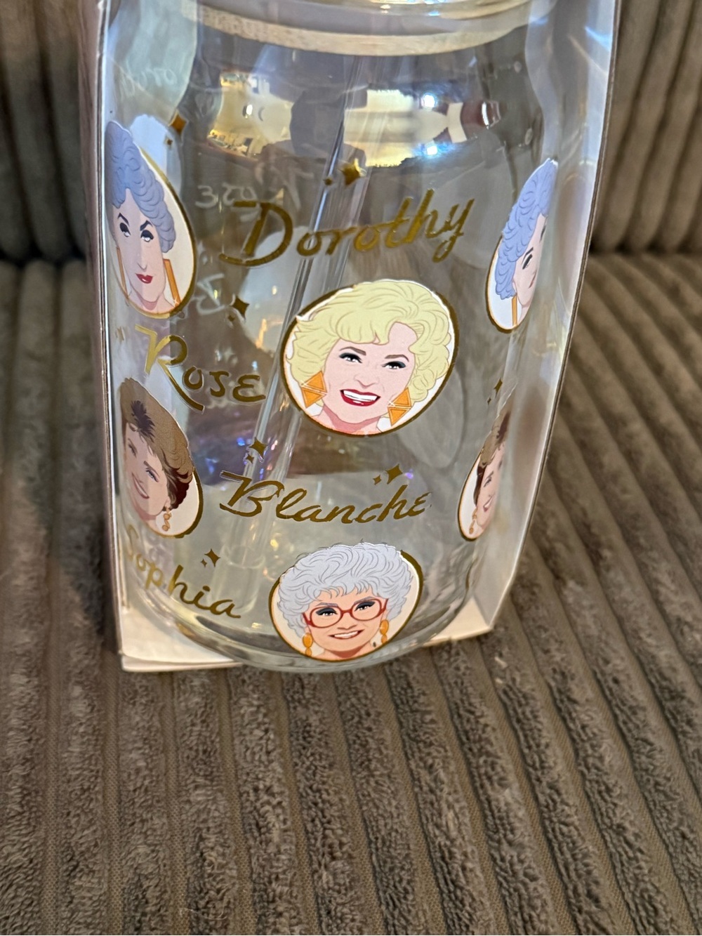 The Golden Girls Glass Tumbler with Lid & Straw - Pink & Gold - Picture 6 of 7